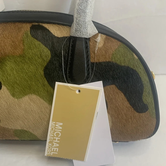 Michael Kors Camo LULU Satchel Handbag Small Handle New - Picture 4 of 13